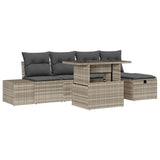 Set Divano da Giardino 6 pcs Grigio chiaro polyrattan