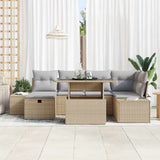 Set Divano da Giardino 7 pcs Beige polyrattan