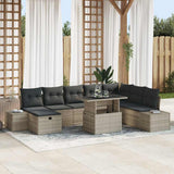 Set Divano da Giardino 9 pcs Grigio chiaro polyrattan