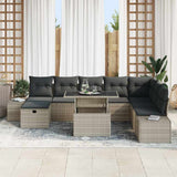 Set Divano da Giardino 9 pcs Grigio chiaro polyrattan