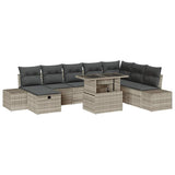 Set Divano da Giardino 9 pcs Grigio chiaro polyrattan