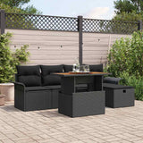 Set Divano da Giardino 6 pcs Nero polyrattan