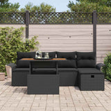 Set Divano da Giardino 6 pcs Nero polyrattan
