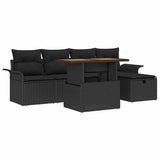 Set Divano da Giardino 6 pcs Nero polyrattan