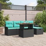 Set Divano da Giardino 6 pcs Nero polyrattan