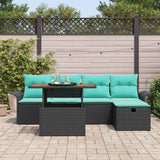 Set Divano da Giardino 6 pcs Nero polyrattan