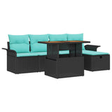 Set Divano da Giardino 6 pcs Nero polyrattan