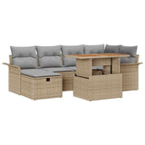 Set Divano da Giardino 7 pcs Beige polyrattan