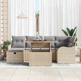 Set Divano da Giardino 7 pcs Beige polyrattan
