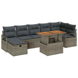 Set Divano da Giardino 8 pcs Grigio polyrattan