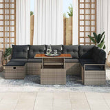 Set Divano da Giardino 9 pcs Grigio polyrattan