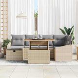 Set Divano da Giardino 7 pcs Beige polyrattan