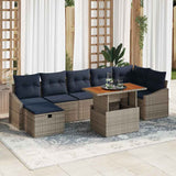 Set Divano da Giardino 8 pcs Grigio polyrattan