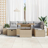 Set Divano da Giardino 7 pcs Beige polyrattan