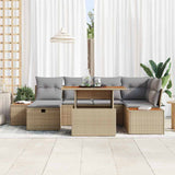 Set Divano da Giardino 7 pcs Beige polyrattan