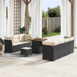 Set Divano da Giardino 10 pcs Nero polyrattan