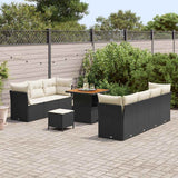 Set Divano da Giardino 10 pcs Nero polyrattan