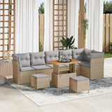 Set Divano da Giardino 8 pcs Beige polyrattan