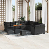 Set Divano da Giardino 13 pcs Nero polyrattan
