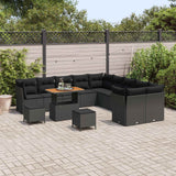 Set Divano da Giardino 13 pcs Nero polyrattan