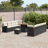 Set Divano da Giardino 11 pcs Nero Poly Rattan