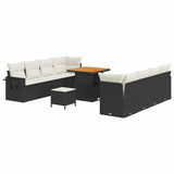 Set Divano da Giardino 11 pcs Nero Poly Rattan