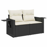 Set Divano da Giardino 11 pcs Nero Poly Rattan