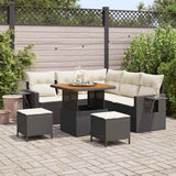 Set Divano da Giardino con cuscino 8 pcs Nero polyrattan