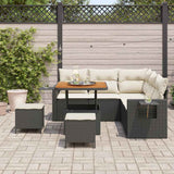 Set Divano da Giardino con cuscino 8 pcs Nero polyrattan