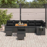 Set Divano da Giardino 9 pcs Nero polyrattan