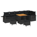 Set Divano da Giardino 9 pcs Nero polyrattan