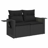 Set Divano da Giardino 9 pcs Nero polyrattan