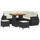 Set Divano da Giardino 8 pcs Nero polyrattan