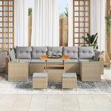 Set Divano da Giardino con cuscino 10 pcs Beige polyrattan