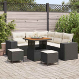 Set Divano da Giardino con cuscino 8 pcs Nero polyrattan