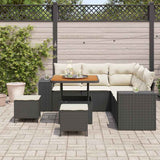 Set Divano da Giardino con cuscino 8 pcs Nero polyrattan