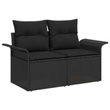 Set Divano da Giardino con cuscino 11 pcs Nero polyrattan