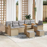 Set Divano da Giardino con cuscino 10 pcs Beige polyrattan
