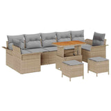 Set Divano da Giardino con cuscino 10 pcs Beige polyrattan