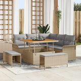 Set Divano da Giardino con cuscino 8 pcs Beige polyrattan
