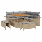 Set Divano da Giardino con cuscino 8 pcs Beige polyrattan