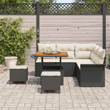 Set Divano da Giardino con cuscino 8 pcs Nero polyrattan