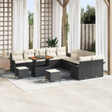 Set Divano da Giardino con cuscino 13 pcs Nero polyrattan