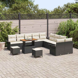 Set Divano da Giardino con cuscino 13 pcs Nero polyrattan
