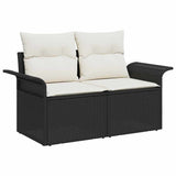 Set Divano da Giardino con cuscino 13 pcs Nero polyrattan