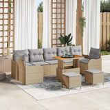 Set Divano da Giardino con cuscino 10 pcs Beige polyrattan