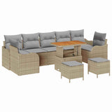 Set Divano da Giardino con cuscino 10 pcs Beige polyrattan