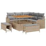 Set Divano da Giardino con cuscino 8 pcs Beige polyrattan