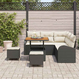 Set Divano da Giardino con cuscino 8 pcs Nero polyrattan