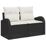 Set Divano da Giardino con cuscino 8 pcs Nero polyrattan